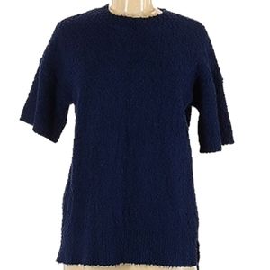 Navy Short Sleeve Textured Sweater Size M